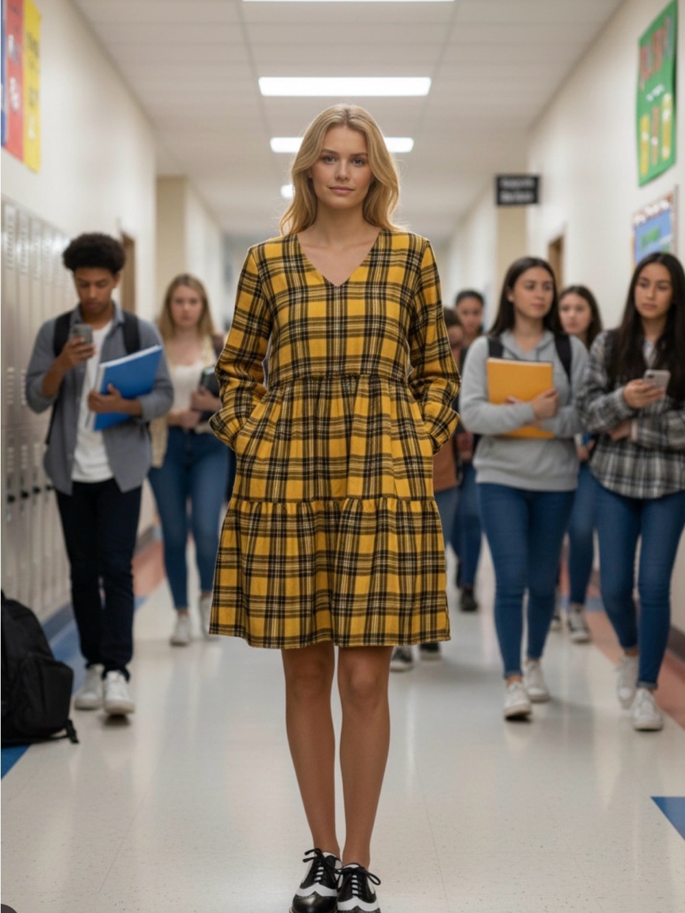 Fancyinn Yellow Plaid Tiered Dress #Cluelessvibe